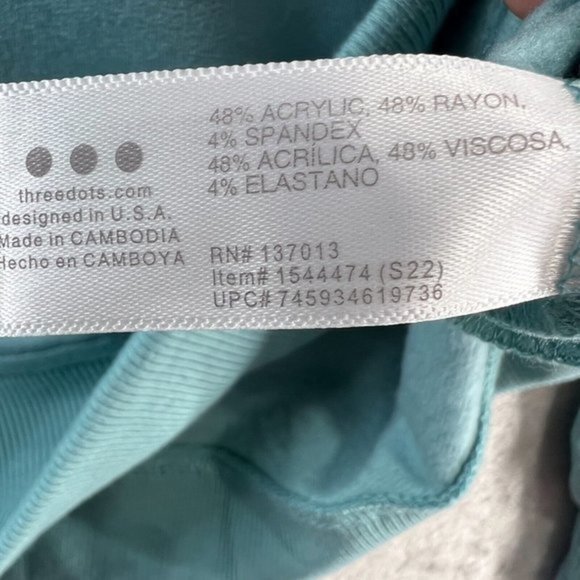 Three Dots Womens Sweater Sz Large Blue Fleece Cozy 1/4 Zip Pullover - Picture 6 of 12